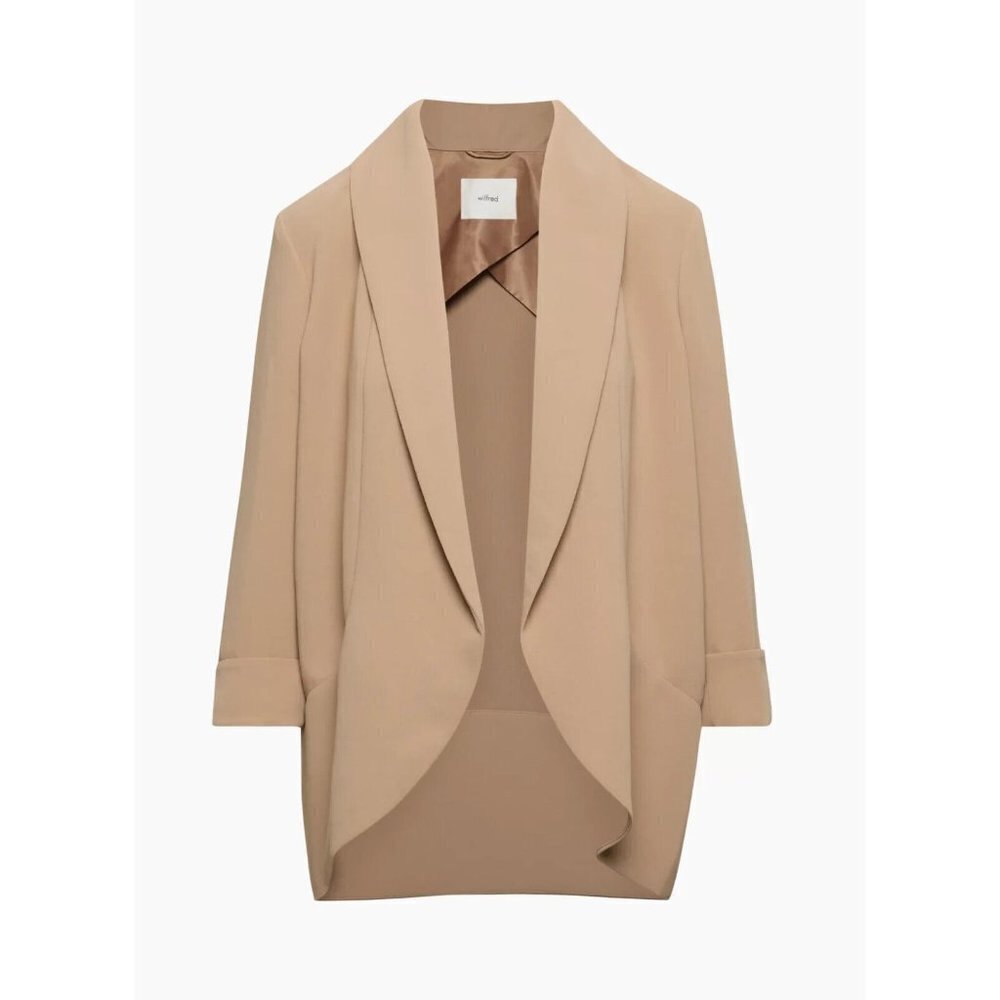 Wilfred Aritzia Women's Size 00 Gold Camel Chevalier Jacket Relaxed Open Blazer